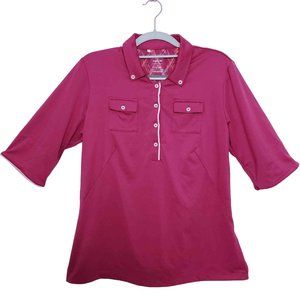 Adidas Golf Climalite Polo Womens Medium Pink Athleisure Barbiecore Sports